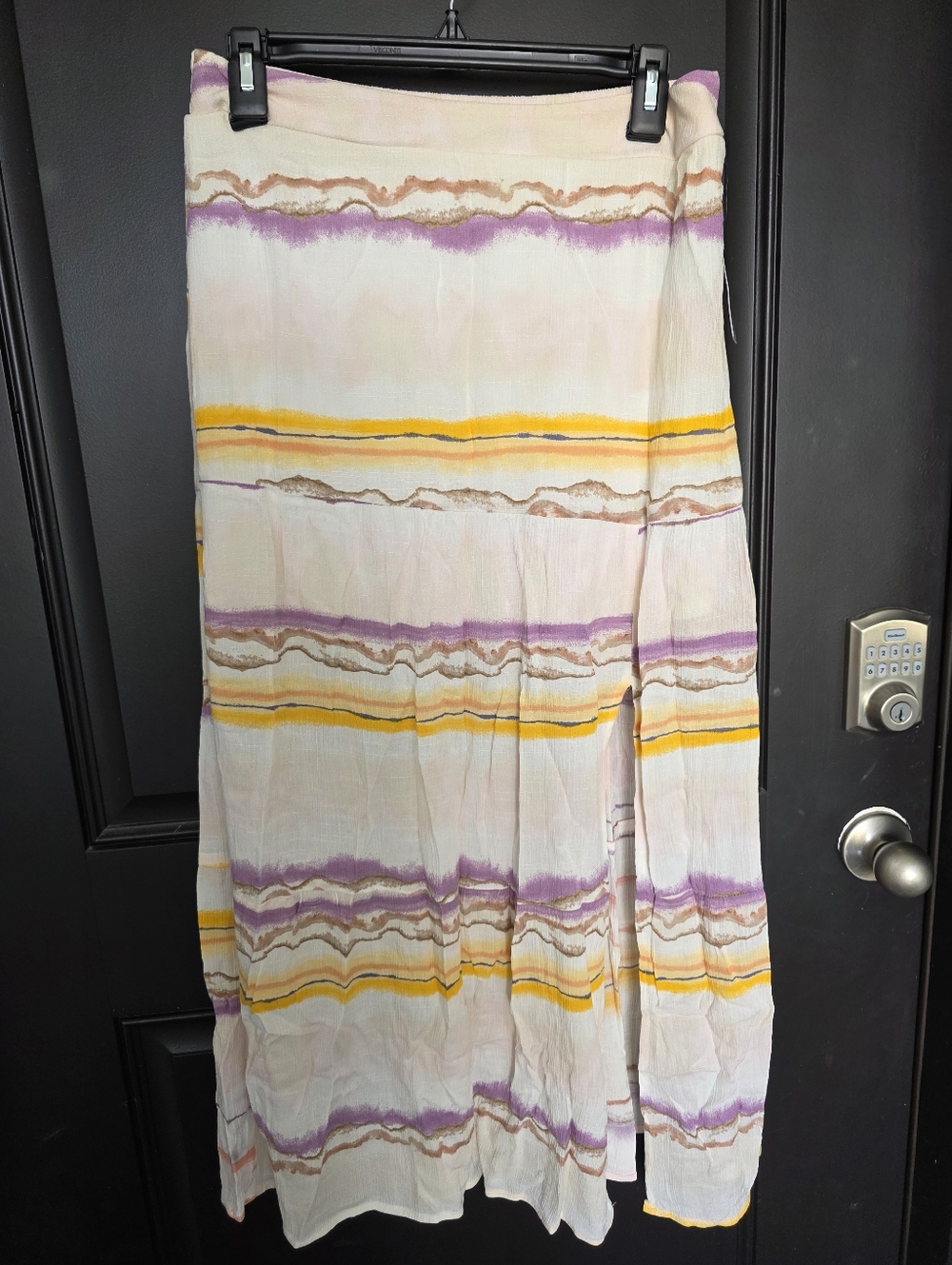 Nine West Flare Midi Skirt Women Sz Medium Front Slit NWT Coastal Summee